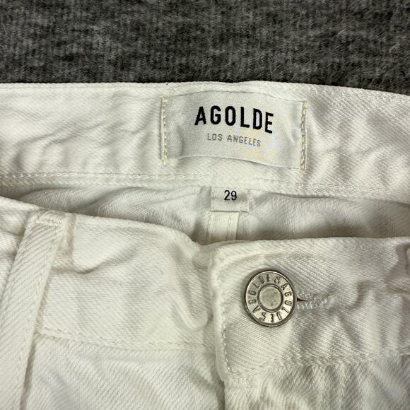 Agolde Women's 90s Crop Mid Rise Loose Fit Jean Button Fly Size 29 White - Picture 3 of 6